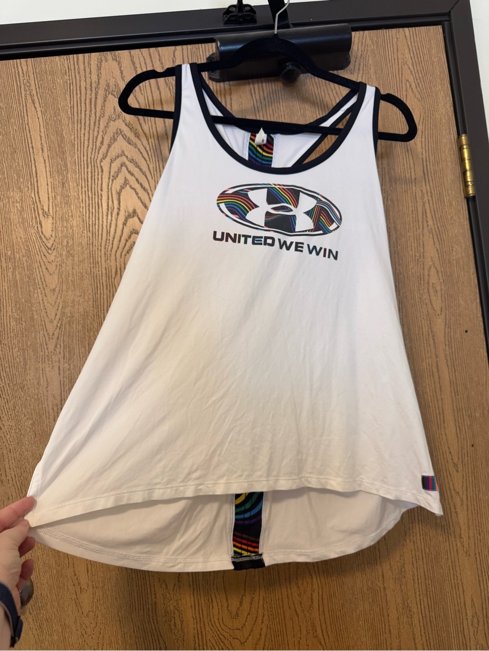 Under Armour White Tank with Rainbow Logo Accent